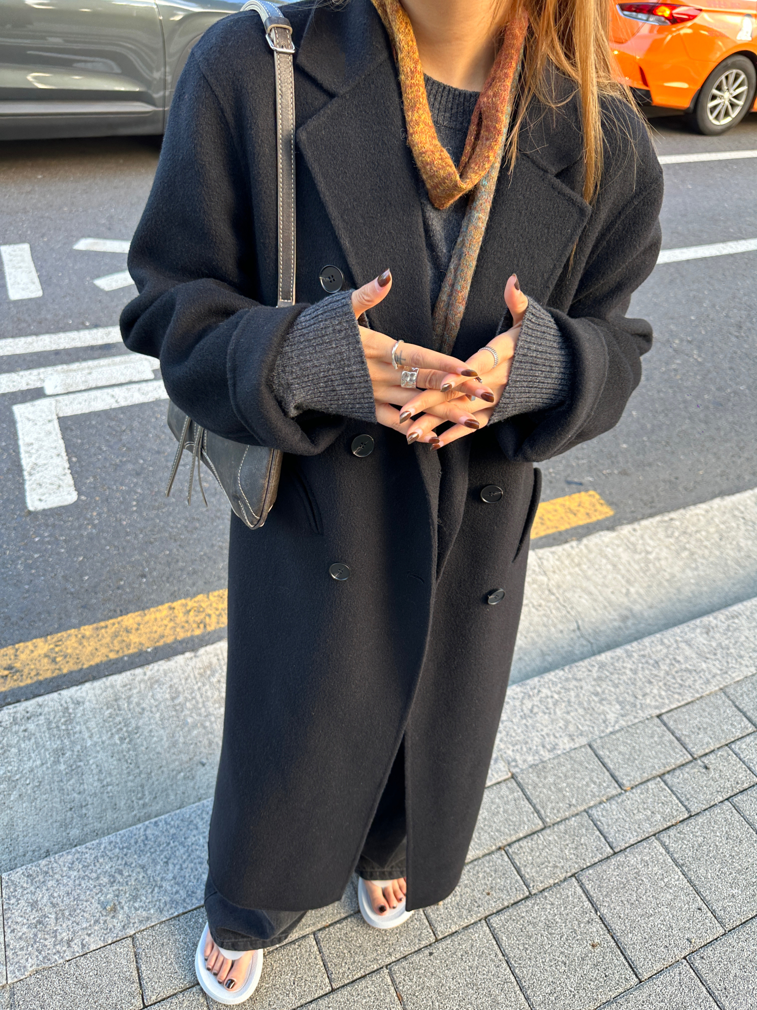 羊毛双面呢子大衣白色赫本风