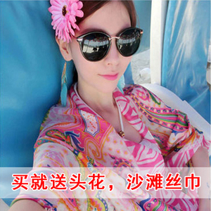 夏季薄款女士海边超大防晒丝巾多功能围巾披肩两用雪纺沙滩巾批发