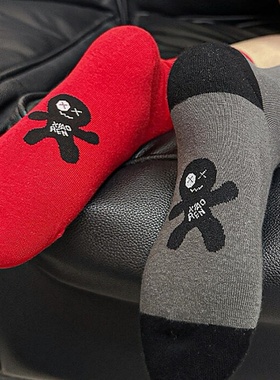 2026马年小人本命年红色袜子中筒袜冬纯棉保暖堆堆袜无骨袜女