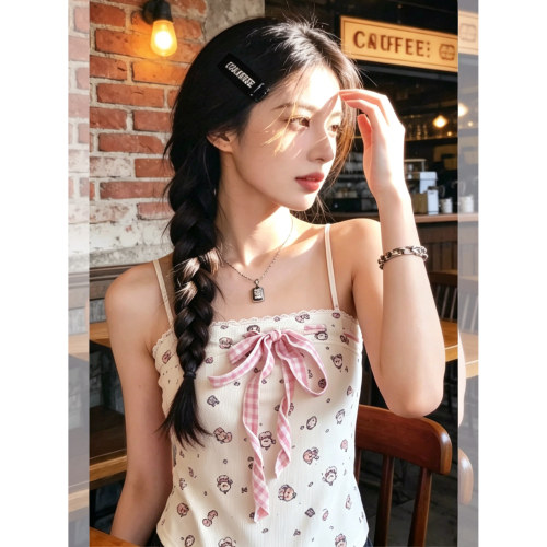 美拉德纯欲蕾丝边带胸垫吊带背心