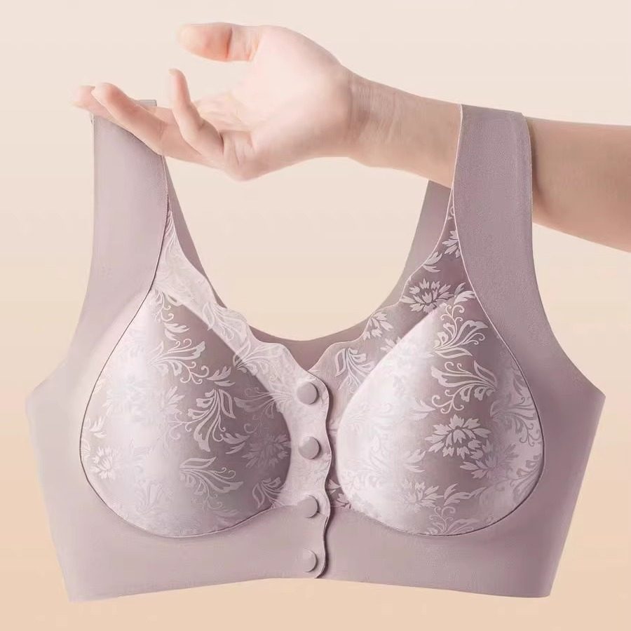 中老年前扣聚拢收副乳无痕文胸罩