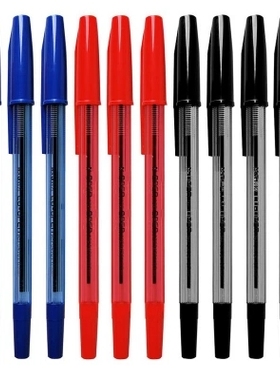 晨光办公用圆珠笔原子笔0.7MM蓝黑红色油笔ABP64701经典透明杆