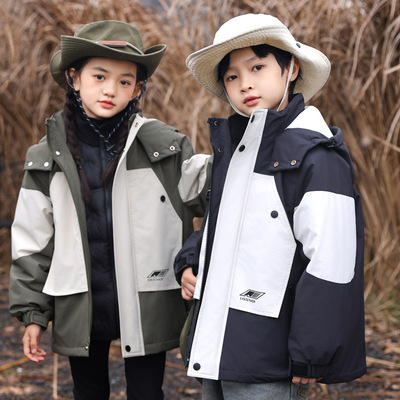 儿童羽绒服男童2025新款鹅绒三合一户外冲锋衣女童保暖大童外套冬
