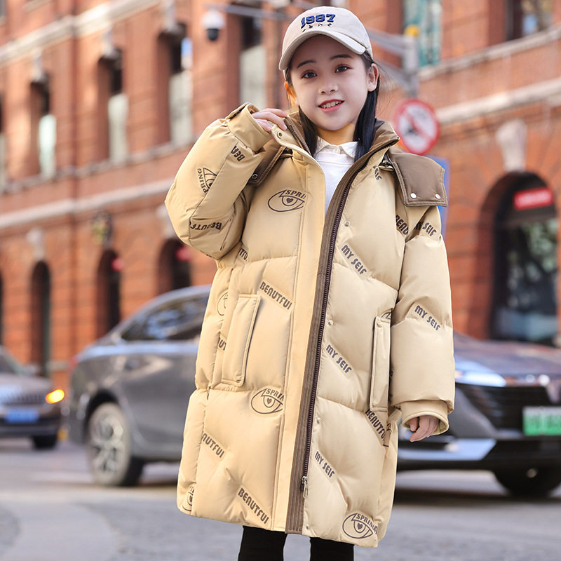 儿童中大童女款羽绒服中长款冬装2025新款女童洋气加厚童装外套潮