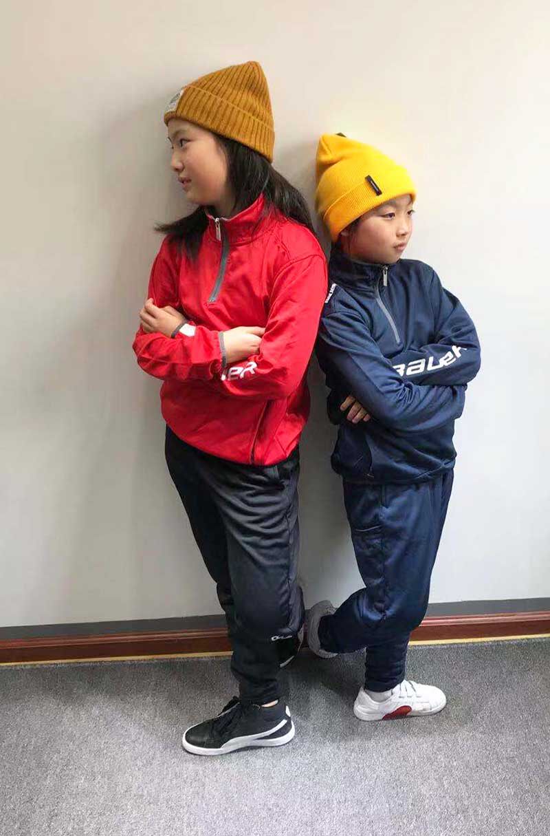 BAUER KIDS FALL HOCKEY TRAINING KIT FULL POLYESTER BREATHABLE SPORTS PULLOVER A HALF ZIP STAND COLLAR AND LONG SLEEVES