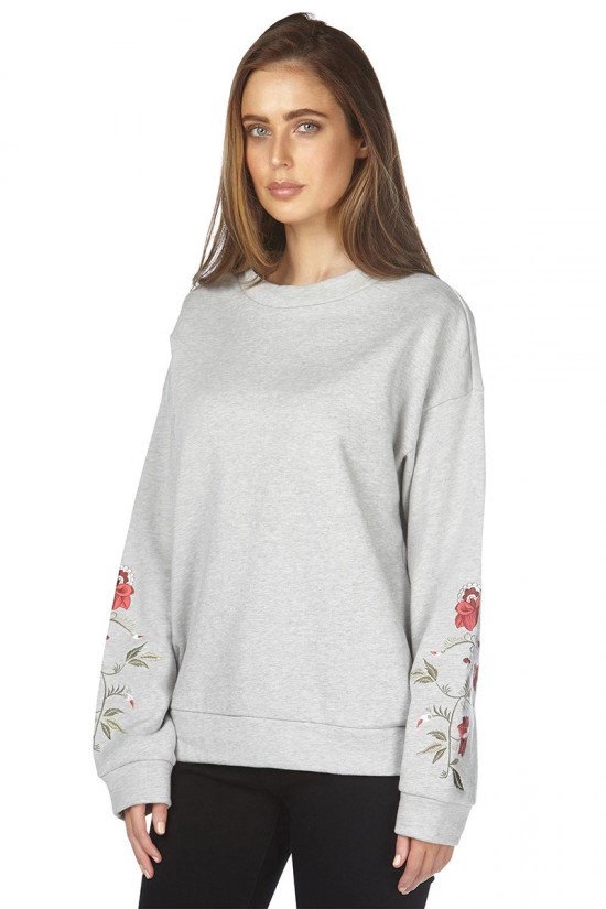 澳洲复古运动抓绒落肩款刺绣卫衣