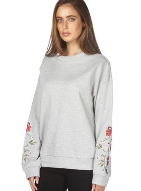 澳洲复古运动elwood女式抓绒面料套头圆领落肩款卫衣宽松刺绣长袖