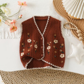 坎肩 洋气儿童时尚 女童甜美针织马甲外穿早秋2025新款 毛衣背心开衫