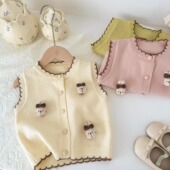 女童针织马甲春装 儿童马夹洋气宝宝背心婴儿外穿坎肩春秋 2025新款