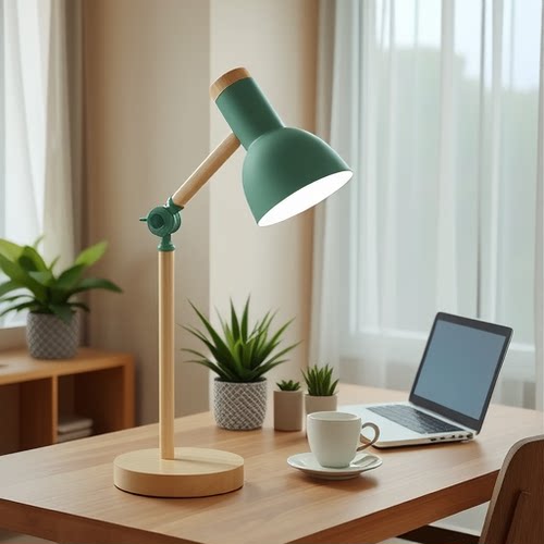 北欧台灯护眼寝室书桌大学生宿舍简约卧室床头灯少女马卡龙木头灯