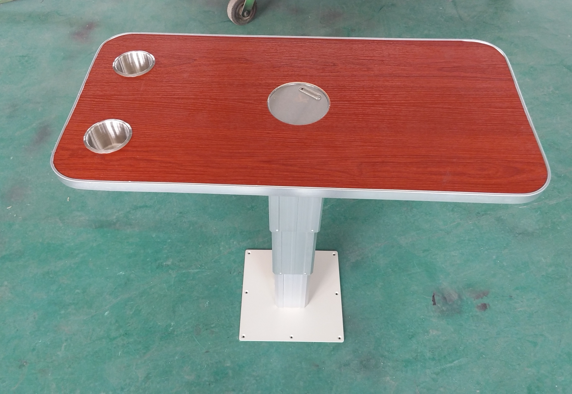 房车升降桌腿旋转调节榻榻米桌子放低当床升高餐桌带杯托自由调节