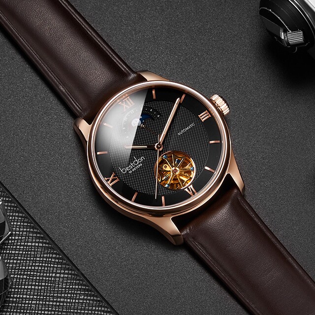 邦顿男士手表机械表男表全自动镂空皮带夜光防水正品名牌2020新款