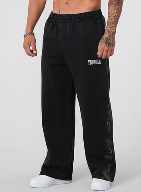 外贸    秋冬YLA新款毛圈卫裤男运动休闲直筒美式长裤