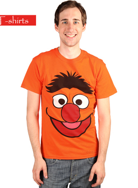 80s T恤世界 芝麻街之厄尼Ernie 短袖T恤橘黄色 纯棉 男款男装