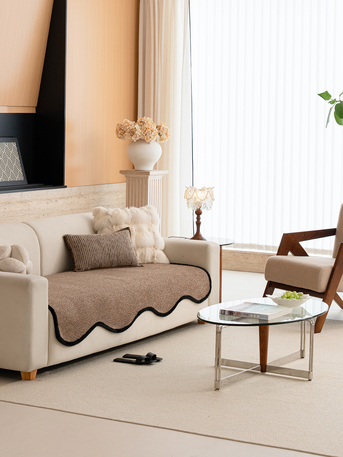 咖色雪尼尔沙发垫2025新款四季通用直排防滑高级感客厅沙发盖布垫,居家布艺,沙发垫,淘宝优惠券,粉丝福利购,淘宝优惠卷