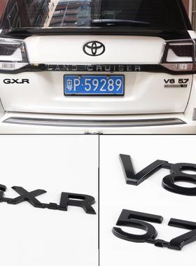 适用丰田兰德酷路泽V8尾门5.7车标GXRV6标TX陆巡字母后尾箱黑色标