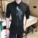 2021春夏男衬衫中袖个性衬衣青年商务衬衫潮流花衬衫时尚D819-P55，男装衬衫，星座419（原A233）