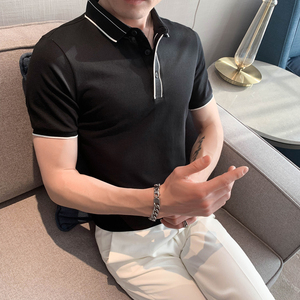 2025春夏型男短袖花色T恤翻领休闲针织POLO衫A233-PH10-P55控75图片