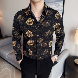 男士四季款潮流衬衫~长袖个性花衬衫时尚花衬衫~419-DC2233-P59图片