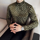 男士秋冬半高领长袖打底衫男个性款波点打底T恤419-DX002-P45，男装T恤，星座419（原A233）