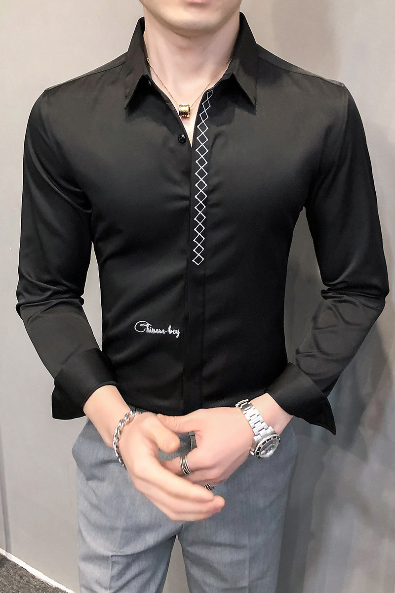 2021春装男衬衫长袖绣花衬衫男青年潮流花衬衫时尚A068-H697,男装衬衫,星座419（原A233）