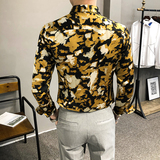2021春装男衬衫长袖印花衬衣M-4XL男青年商务衬衫A068-BF81，男装衬衫，星座419（原A233）