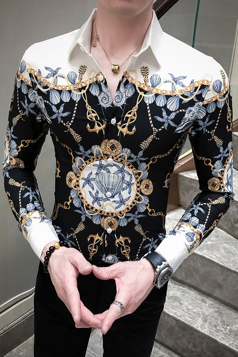 2021春男衬衫英伦男长袖上衣韩版修身数码印花衬衫A068-H534,男装衬衫,星座419（原A233）