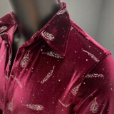 春夏新款男士长袖衬衫~金丝绒长袖衬衣~印花衬衫419-H2236-P65，男装衬衫，星座419（原A233）