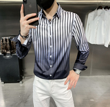 四季款男印花长袖衬衫社会风个性衬衣修身款上衣潮H892，男装衬衫，星座419（原A233）