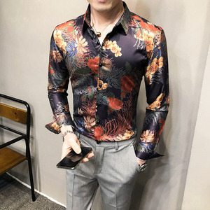 2021春装男衬衫长袖印花衬衫男青年潮流花衬衫时尚A068-H694图片