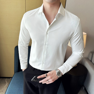 四季款男英伦衬衫长袖修身纯色衬衣男青年商务衬衫A233-M2027-P55图片