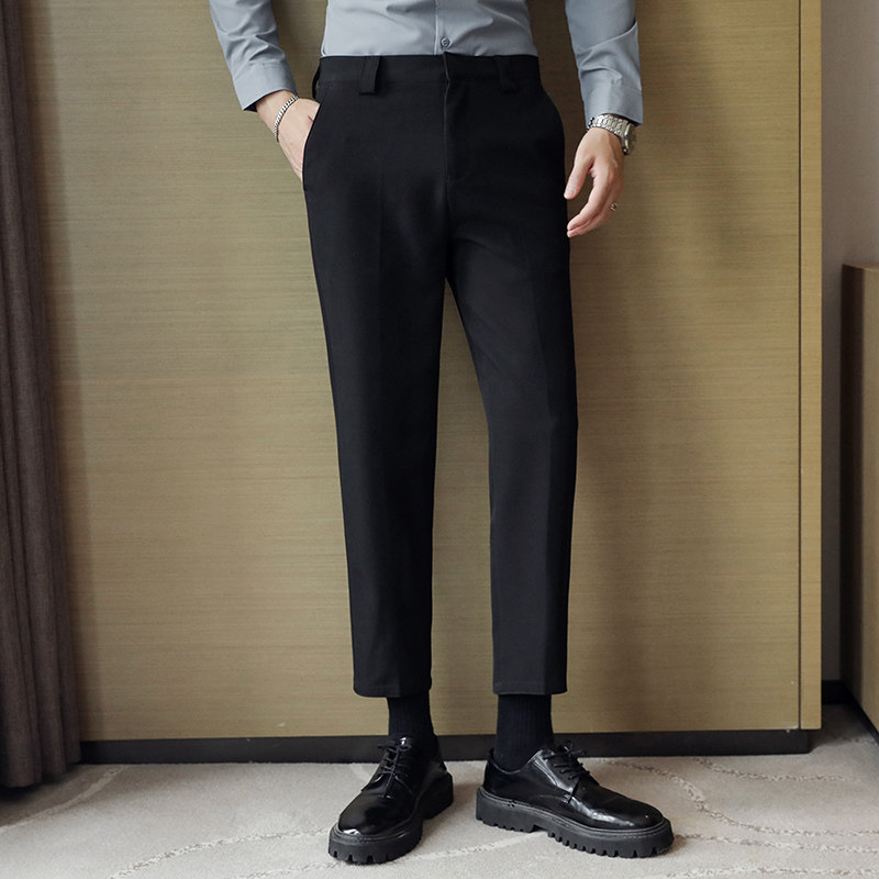 2021秋冬英伦男裤潮流垂感西装裤暗扣商务休闲九分裤A,男装休闲裤,星座419（原A233）