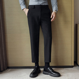 2021秋冬英伦男裤潮流垂感西装裤暗扣商务休闲九分裤A，男装休闲裤，星座419（原A233）