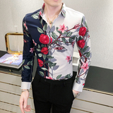 2021春装时尚花衬衫潮流修身男长袖衬衣A068-花衬衫-特P45组合3，男装衬衫，星座419（原A233）