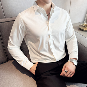 四季款男英伦衬衫长袖修身格子衬衣男青年商务衬衫A233-M2025-P65图片