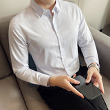 四季款男纯色长袖衬衫轻熟衬衣韩版修身个性上衣秋装衬衫BF30，男装衬衫，星座419（原A233）