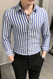 2021春装男衬衫长袖条纹衬衣M-4XL男青年商务衬衫A068-BF83，男装衬衫，星座419（原A233）