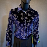 春夏新款男士长袖衬衫~金丝绒长袖衬衣~印花衬衫419-H2235-P65，男装衬衫，星座419（原A233）