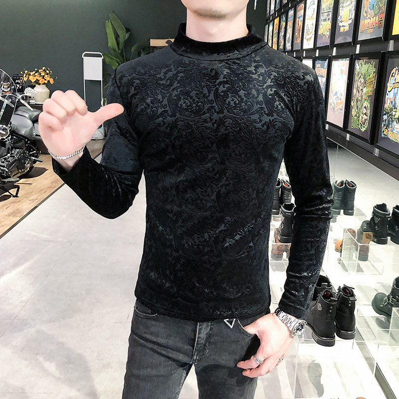 店主风T恤男长袖针织衫外穿网红半高领印花打底衫A068-XS27-P45,男装T恤,星座419（原A233）