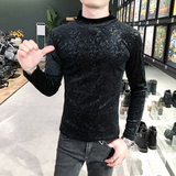 店主风T恤男长袖针织衫外穿网红半高领印花打底衫A068-XS27-P45，男装T恤，星座419（原A233）