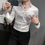 A233-BF881-P60四季款男英伦衬衫长袖修身印花衬衣男青年商务衬衫，男装衬衫，星座419（原A233）