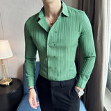四季款男长袖衬衫时尚双排扣衬衫英伦修身衬衣A233-BF106-P65，男装衬衫，星座419（原A233）