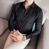 四季款男纯色长袖衬衫英伦时尚轻奢品质衬衣修身款个性款BF08-P55，男装衬衫，星座419（原A233）