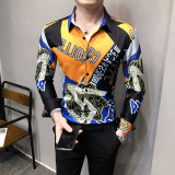 2021春装男衬衫长袖印花衬衫男青年潮流花衬衫时尚A068-H695，男装衬衫，星座419（原A233）