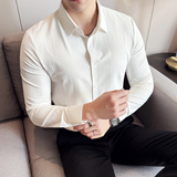 男士四季款长袖衬衫~高级感商务衬衫~纯色休闲衬衣419-M2359-P75，男装衬衫，星座419（原A233）