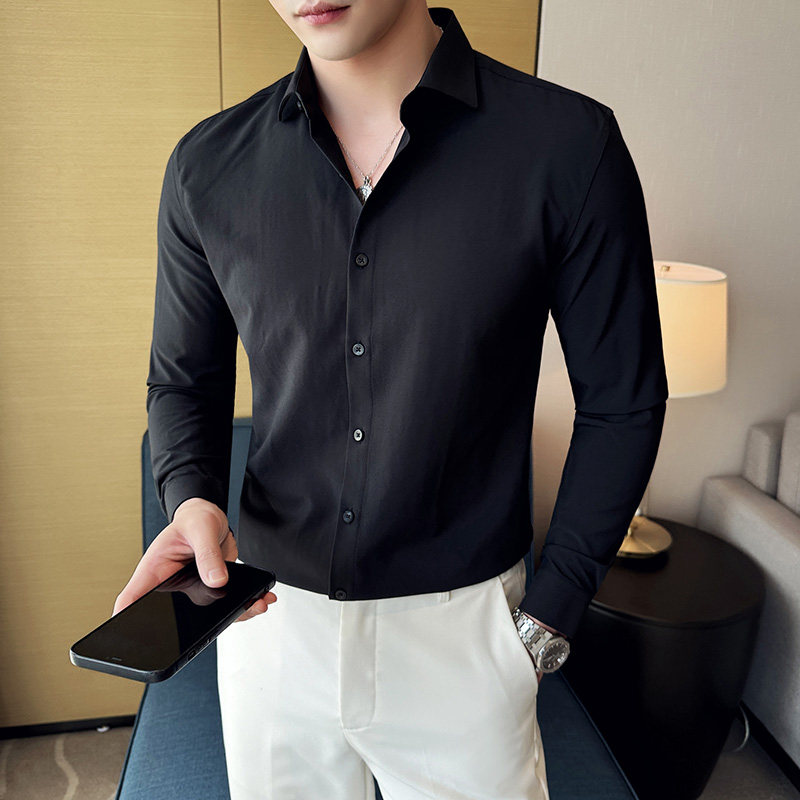 四季款男英伦衬衫长袖修身纯色衬衣男青年商务衬衫A233-M2027-P55,男装衬衫,星座419（原A233）