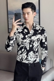 四季款男花色长袖衬衫英伦时尚轻奢品质衬衣修身款个性款BF11，男装衬衫，星座419（原A233）