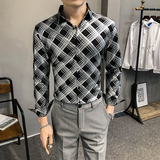 2021春装男衬衫长袖格子衬衫男青年潮流花衬衫时尚A068-H701，男装衬衫，星座419（原A233）