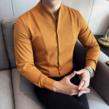 男士四季款长袖衬衫~高级感新中式领衬衣纯色长袖419-DC201-P65，男装衬衫，星座419（原A233）