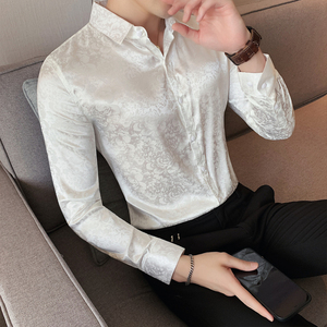 夏季新款男个性长袖衬衫潮流印花衬衣韩版修身A233-BF881-P60图片